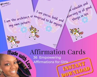 Girl Power Affirmationskarten Empowering Teens and Preteens Positive Vibes Mindset Mindfulness Card Deck of 36