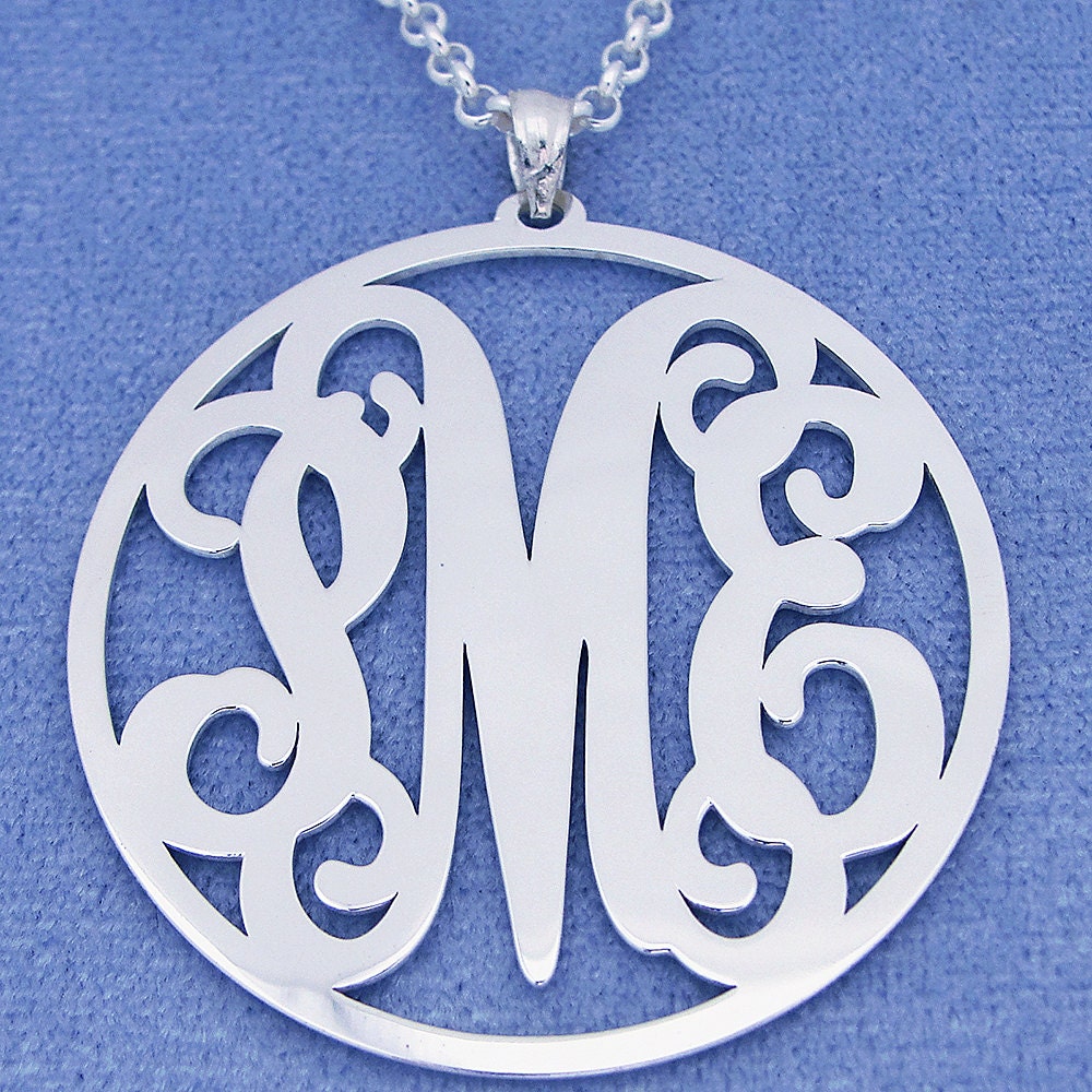 Girl's Small Monogram Circle Sterling Silver Necklace