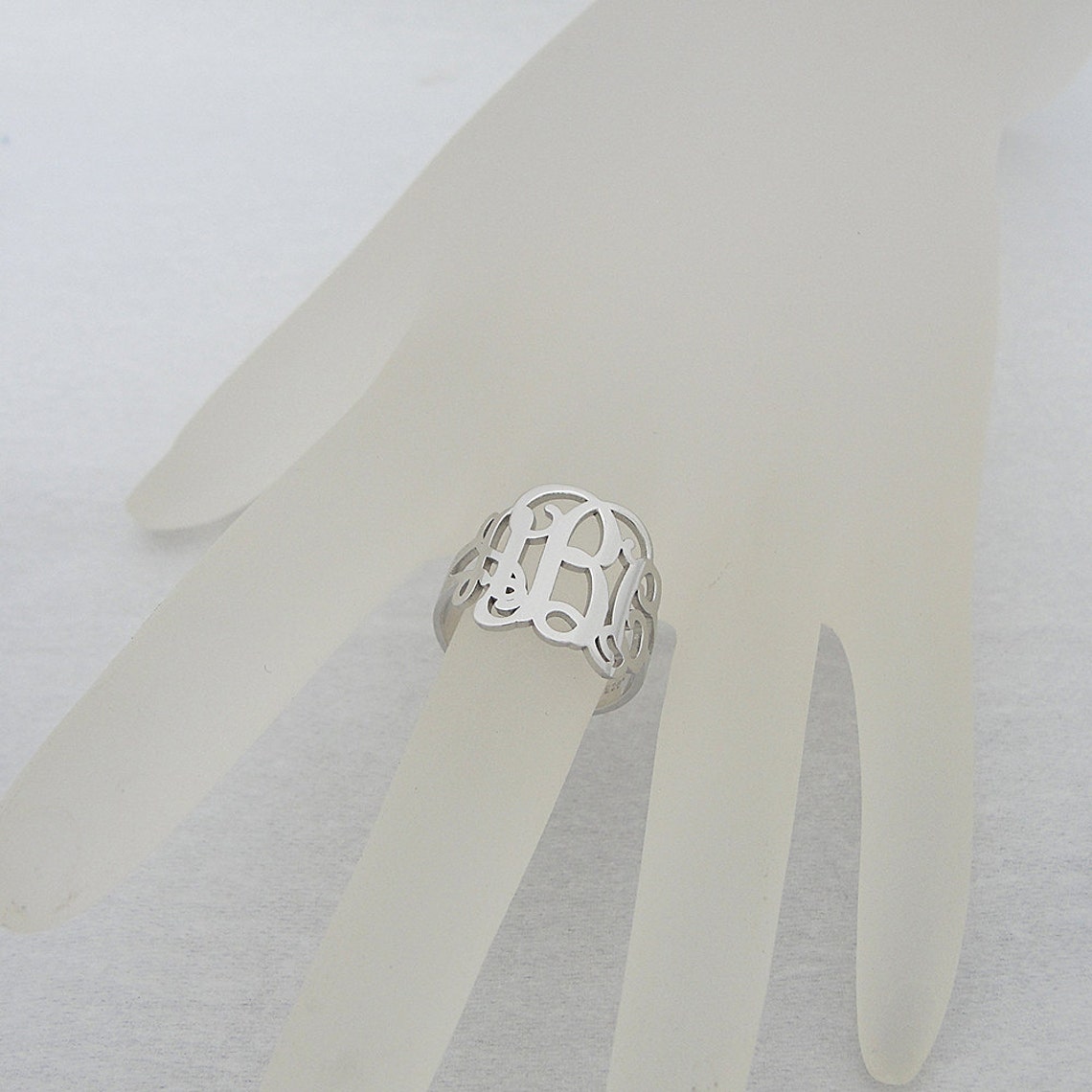 3 Initial Monogram Ring Sterling Silver Personalized Monogrammed Fine ...