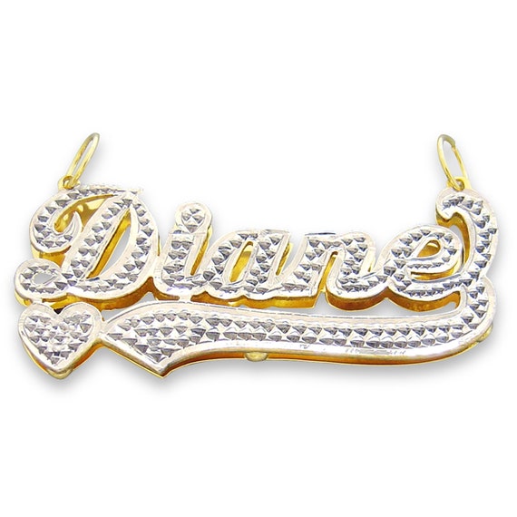 10K or 14K Gold 3D Name Pendant Diamond Accent Iced Out Name