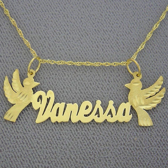 10K or 14K Yellow or White Solid Gold Personalized Name Necklace 2