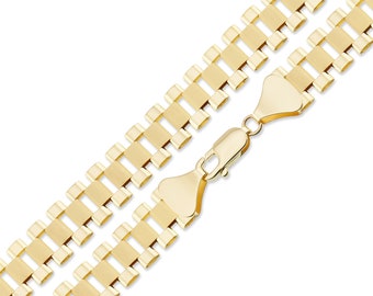 10K Real Gold 12 MM Presidential Watch Band Style Link Necklace Chain