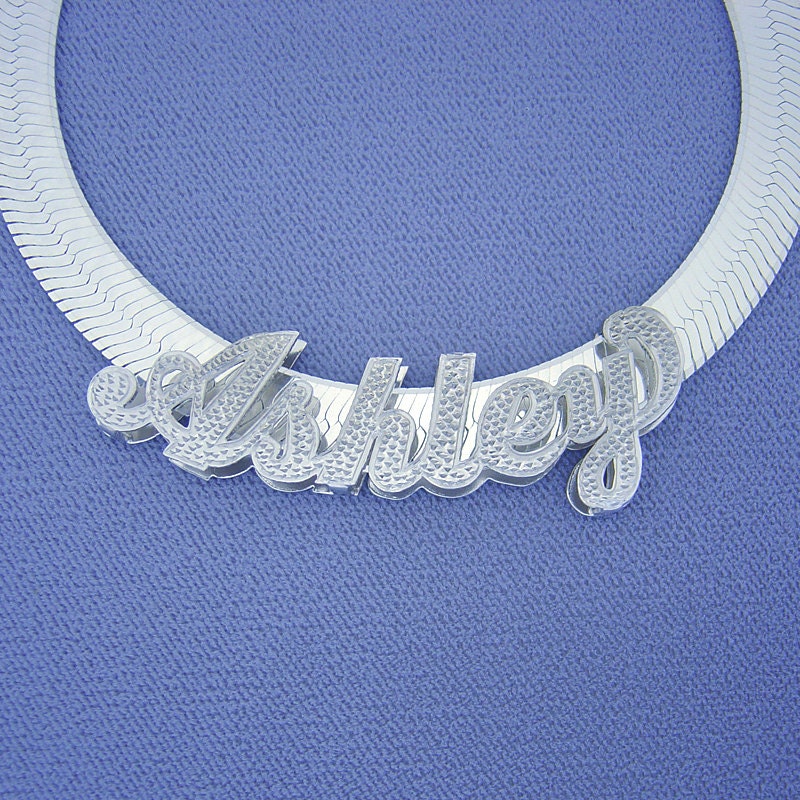 Herringbone Engraved Chain Necklace - Sterling Silver