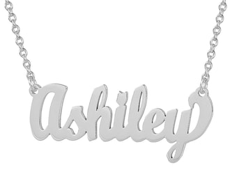 Small Sterling Silver Personalized Cursive Name Necklace Fine Laser Cut Jewelry SN02