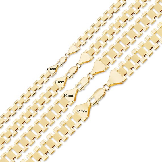 10K Real Gold 12 MM Presidential Watch Band Style Link Necklace