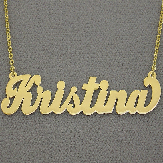 10K or 14K Yellow or White Solid Gold Personalized Name Necklace