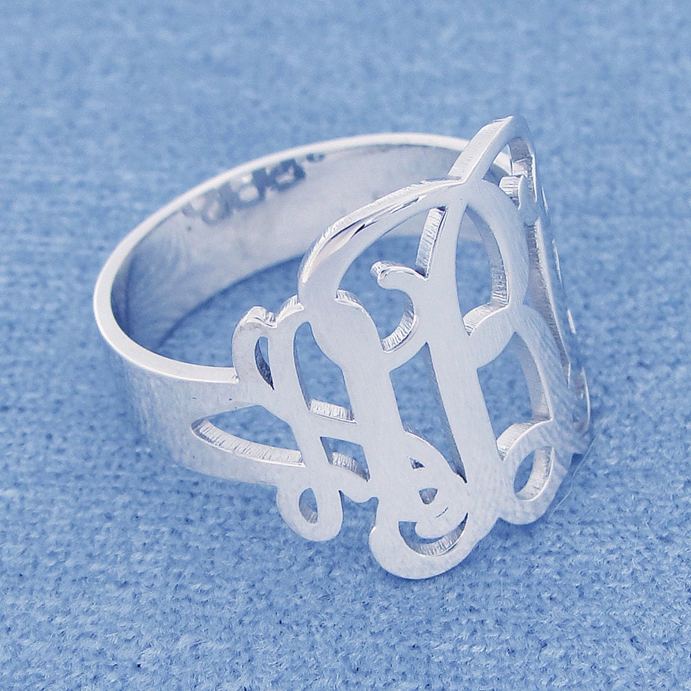 Monogram Sterling Silver Rings, Monogram Jewelry