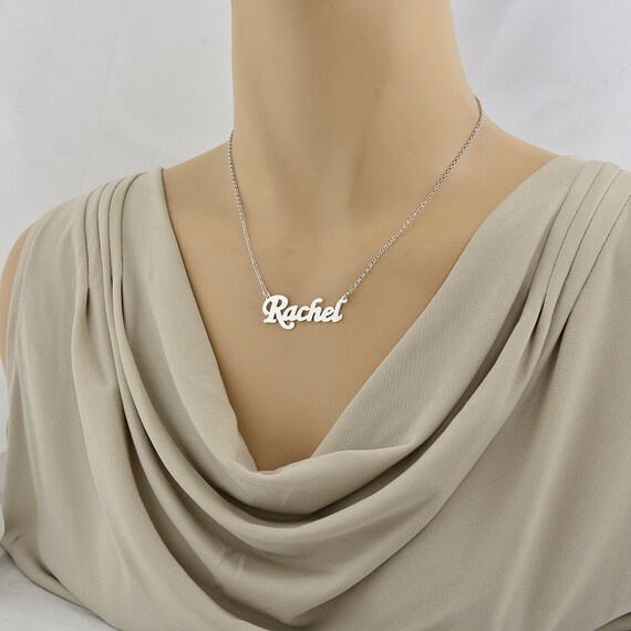 Sterling Silver Laser Cut Personalized Name Necklace Fine