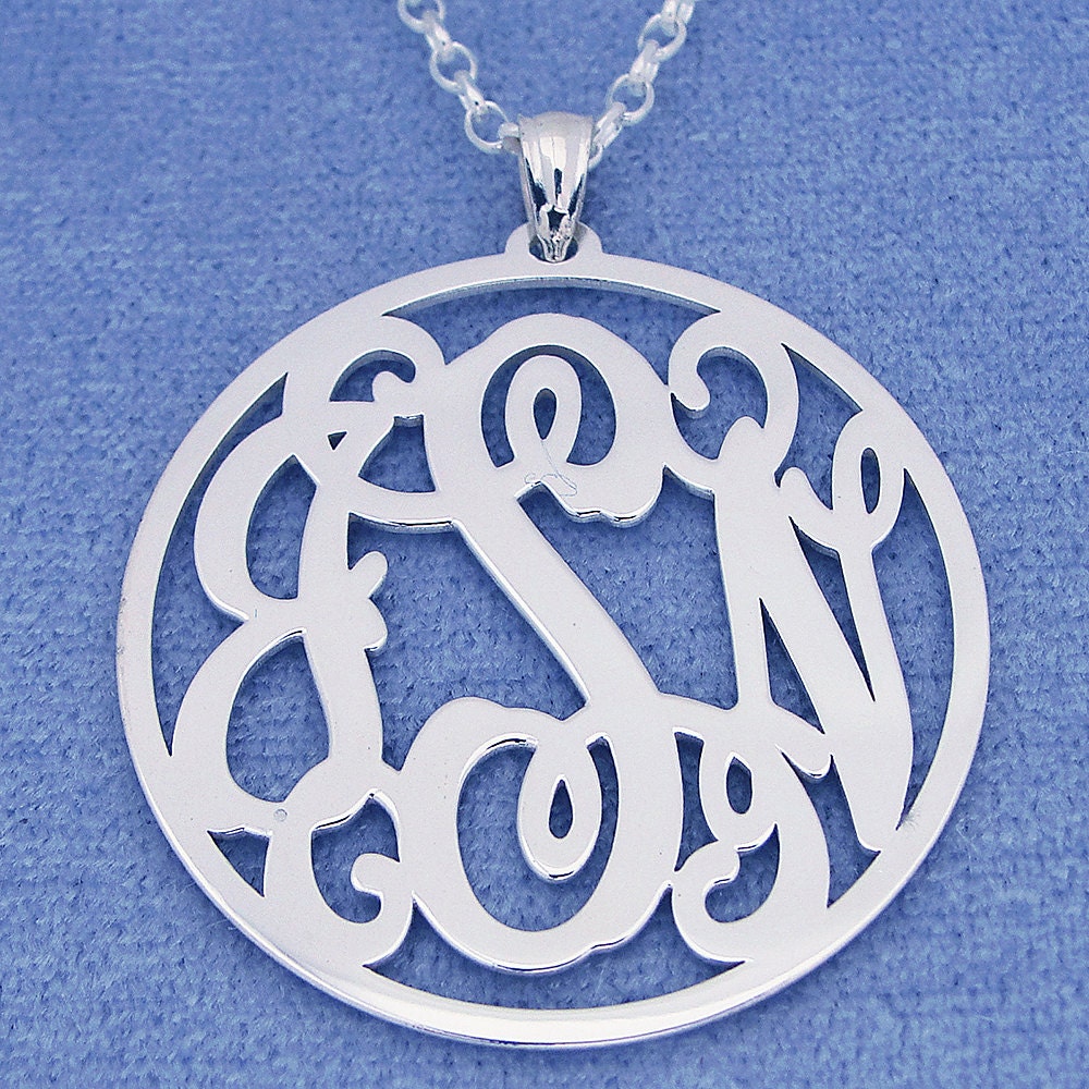 Girl's Small Monogram Circle Sterling Silver Necklace