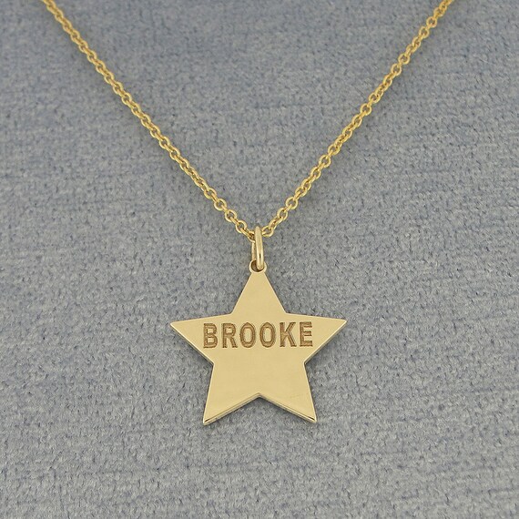 10K or 14K Solid White or Yellow Gold Tiny Star Disc Charm Pendant Necklace Deep Laser Engraved Any Name GC26 Etsy Canada