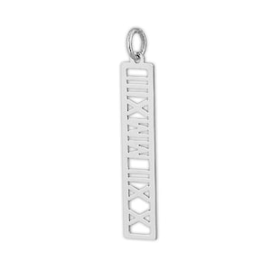 1 Inch Vertical Bar Personalized Name Pendant Solid Sterling Silver Roman Numeral Jewelry SC15