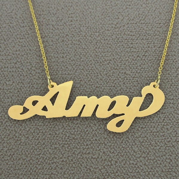 10kt or 14kt Yellow or White Solid Gold Personalized Christina Applegate Amy Name Necklace NN12U