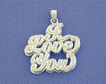 Sterling Silver "I Love You" Double Plate Pendant Necklace SP43