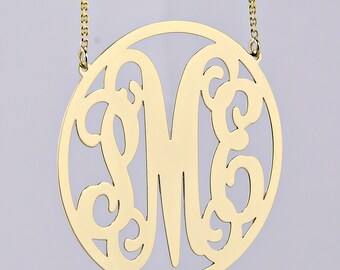 Gold Monogram Necklaces.