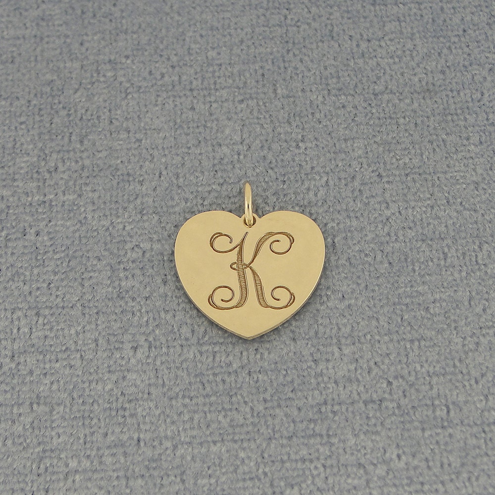 1 inch Engravable 14K Gold Monogram Disc Charm Necklace