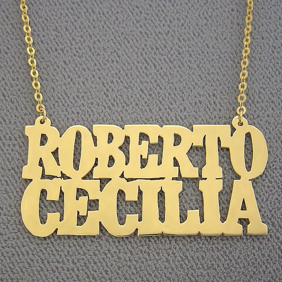 10K or 14K Yellow or White Solid Gold Personalized Couple Name