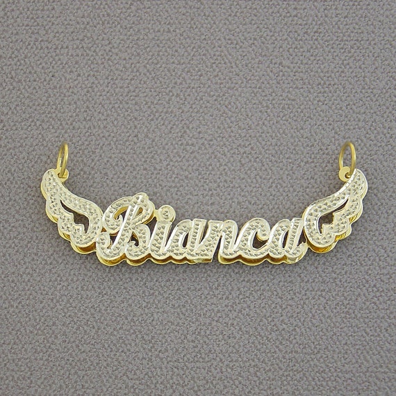10K or 14K Gold Double Nameplates Angel 