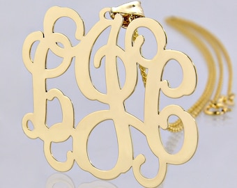Gold Monogram Necklaces.