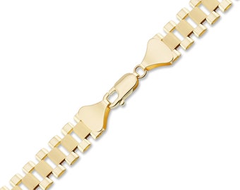 10K Solid Real Gold 12 mm Presidential Watch Band Style Link Bracelet or Anklet