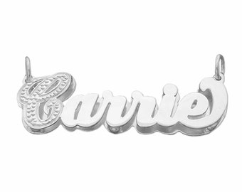 Sterling Silver Personalized Double Plate Name Pendant Charm Necklace SD04