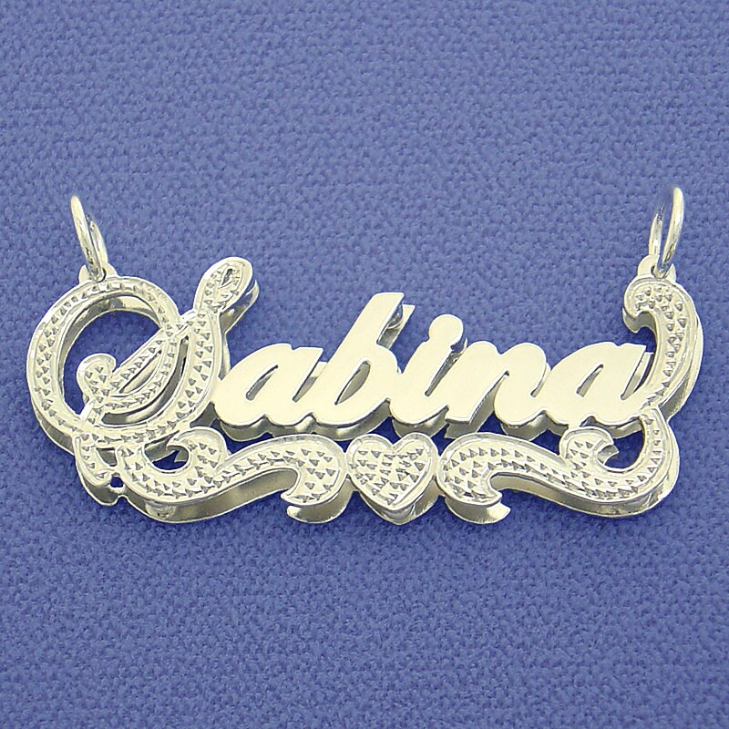 Sterling Silver Personalized 3D Double Plate Name Pendant Necklace
