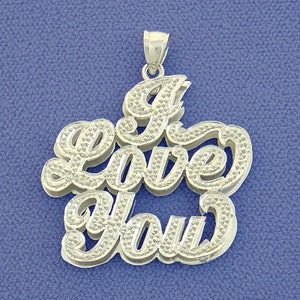 Sterling Silver &quot;I Love You&quot; Double Plate Pendant Necklace SP44