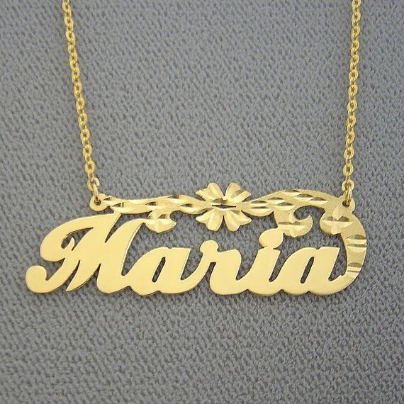 10K or 14K Yellow or White Solid Gold Personalized Name Necklace