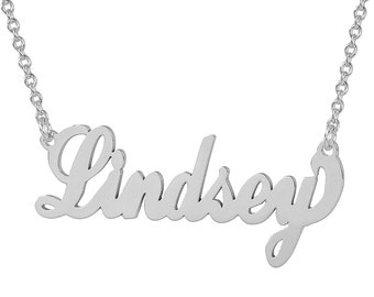 Small Sterling Silver Personalized Name Necklace Scrip Font SN04