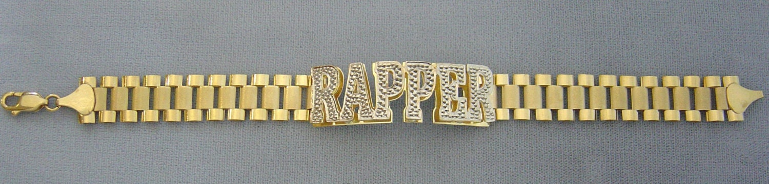 10K Gold Personalized Name 12mm Watch Band Style Bracelet - Etsy