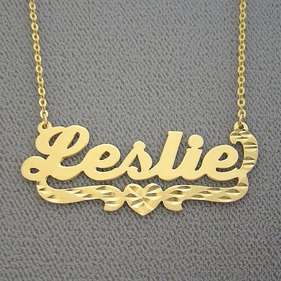 10K or 14K Yellow or White Solid Gold Personalized Name Necklace