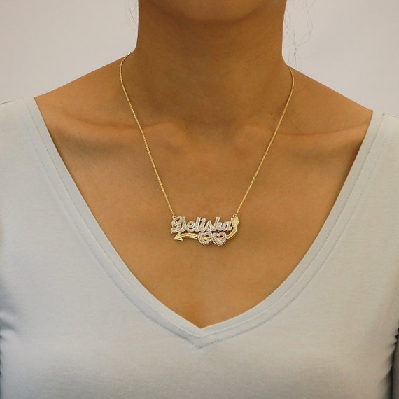 14K Gold V Is For Valentine Engravable Necklace by JEWLR