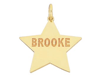 10K or 14K Solid Gold Tiny Star Disc Charm Pendant Necklace Deep Laser Engraved Both Sides GC26