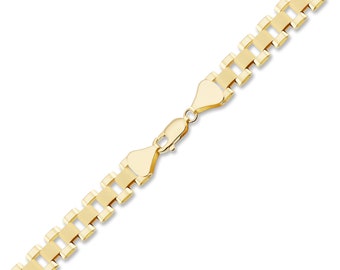 10K Solid Real Gold 8 MM Presidential Watch Band Style Link Bracelet or Anklet