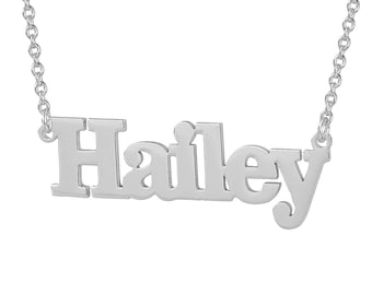 Small Sterling Silver Personalized Name Necklace Custom Made Block Font Letters SN06