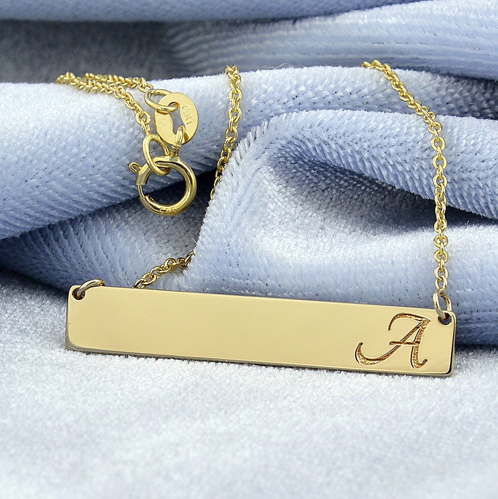 Personalized Horizontal Bar Necklace - Initial Charm Necklace