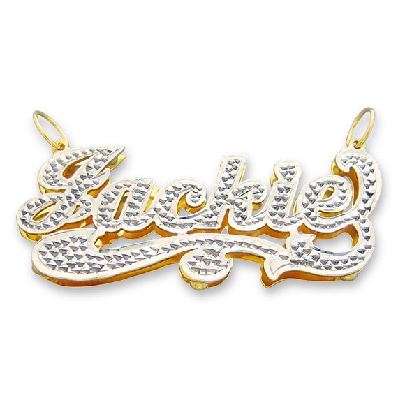 Real Solid Gold 3D Name Pendant Diamond Accent Personalized 10k or 14k Custom Made Fine Jewelry
