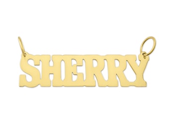 Small Size 10k or 14k Gold Personalized Block Font Name Pendant Charm Nameplate Jewelry