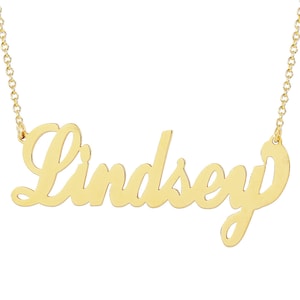 10k or 14k Yellow Solid Gold Personalized Any Name Necklace Laser Cut Cursive Font Fine Jewelry NN20