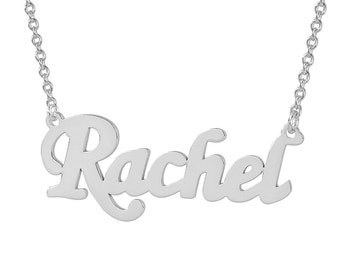 Small Sterling Silver Laser Cut Personalized Name Necklace Fine Jewelry Script Font SN01