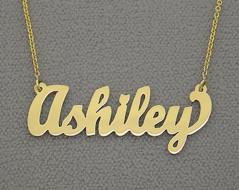 10k or 14k Solid Gold Personalized Name Necklace Laser Cut Cursive Font Letters Fine Jewelry NN10