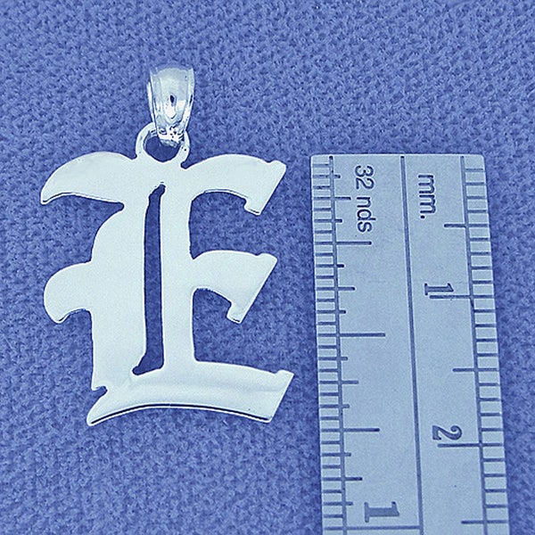 Sterling Silver Old English Initial Pendant 3/4 inch tall