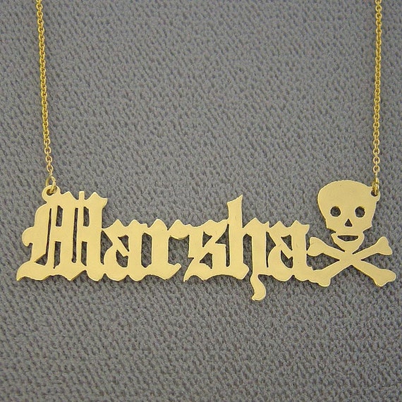 10K or 14K Yellow or White Solid Gold Personalized Name Necklace