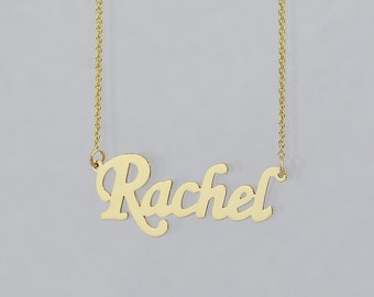 Dainty Solid Gold Name Necklace, 1 Inch Personalized Necklace Laser Cut Fine Jewelry GC51