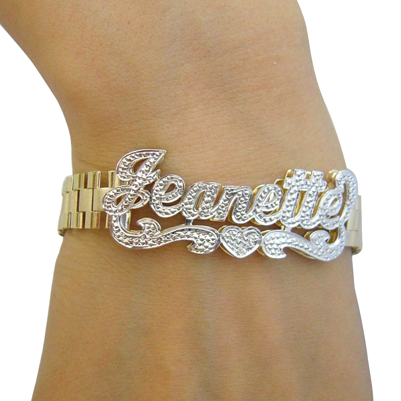10K Gold Personalized Name 10mm Watch Band Style Bracelet Anklet