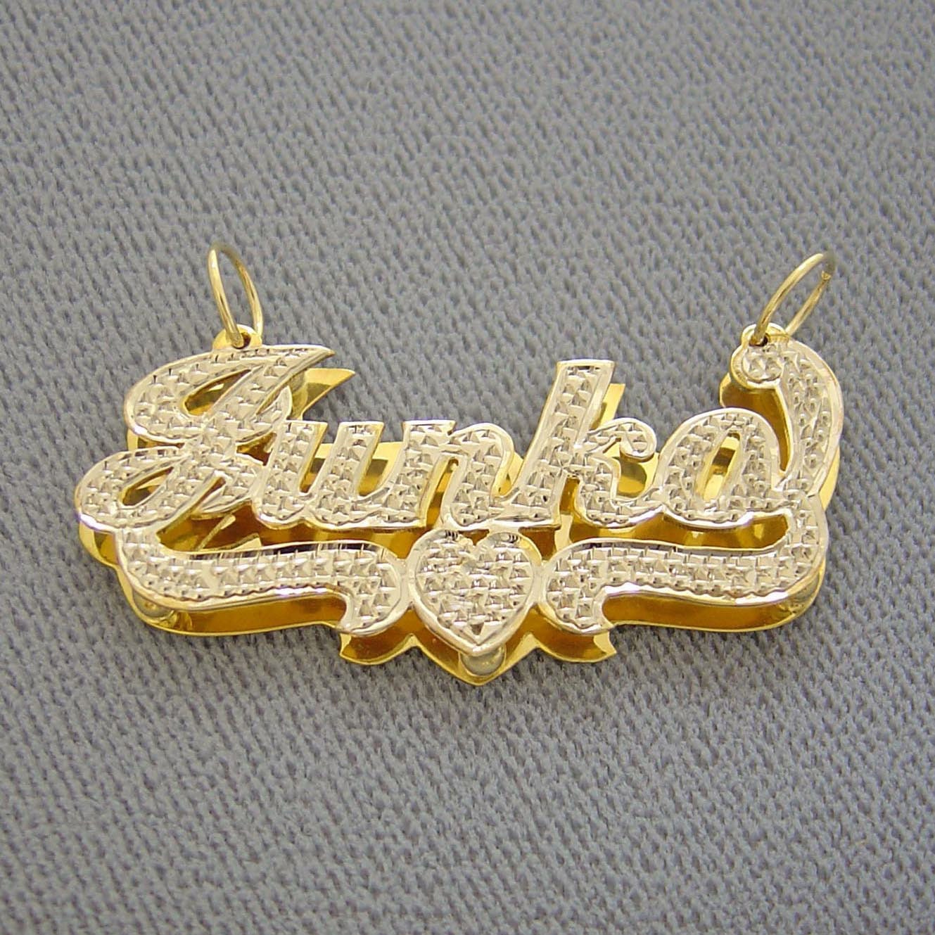 Solid 10K or 14K Gold 3D Pendant Diamond Accent Iced Out Personalized