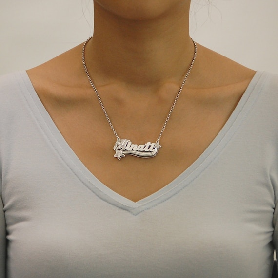 Double name necklace silver discount