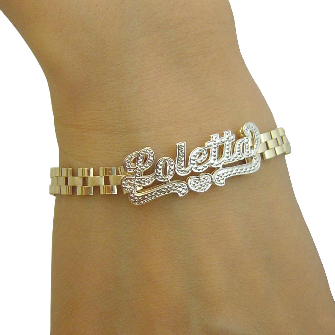 10K Gold Personalized Name 6 Mm Watch Band Style Bracelet Anklet