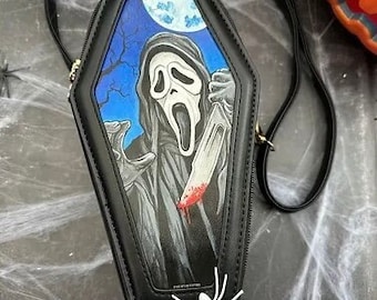 Op maat geschilderde Ghostface Scream Coffin Bag. Een uit duizenden. Onmiddellijke verzending