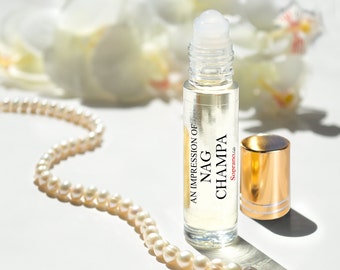 NAG CHAMPA Pure Perfume Oil. Natural, Vegan, Coconut Oil Luxury Roll-On Perfume. Alcohol Free. Travel Size 1/3 oz (10 ml)
