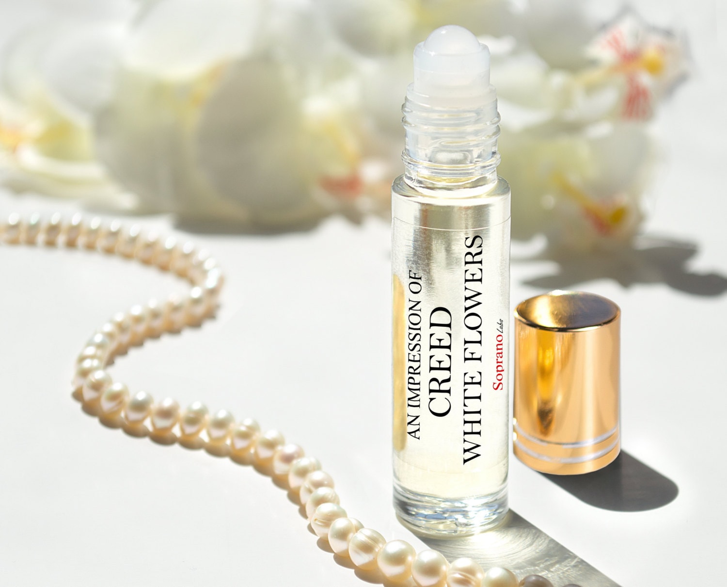 WHITE FLOWERS CREED Type Pure Perfume Oil. Natural, Vegan, Coconut Oil  Luxury Roll-On Perfume. Alcohol Free. Travel Size 1/3 oz (10 ml)